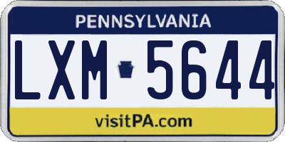 PA license plate LXM5644