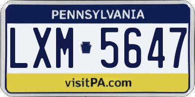 PA license plate LXM5647