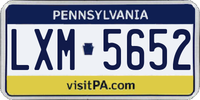 PA license plate LXM5652