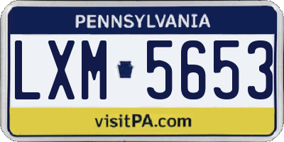 PA license plate LXM5653