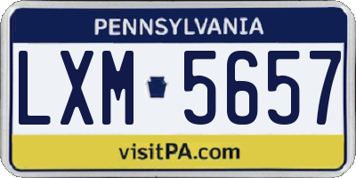 PA license plate LXM5657
