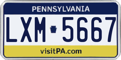PA license plate LXM5667