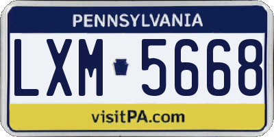 PA license plate LXM5668
