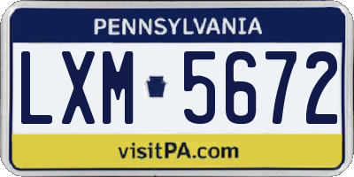 PA license plate LXM5672