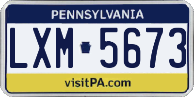 PA license plate LXM5673