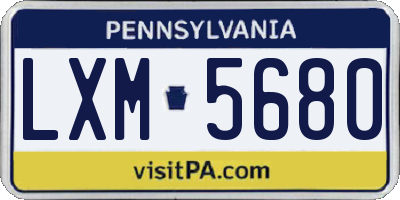 PA license plate LXM5680