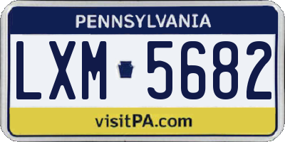 PA license plate LXM5682