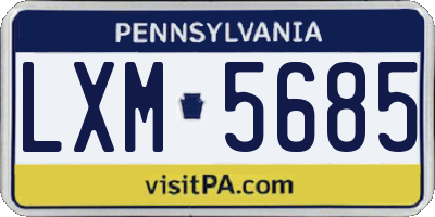 PA license plate LXM5685