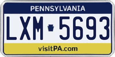PA license plate LXM5693