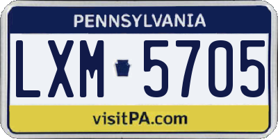 PA license plate LXM5705