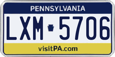 PA license plate LXM5706