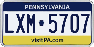 PA license plate LXM5707
