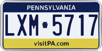 PA license plate LXM5717