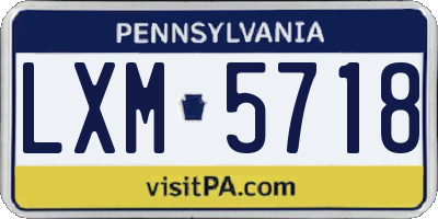 PA license plate LXM5718