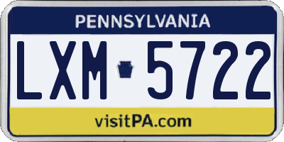 PA license plate LXM5722
