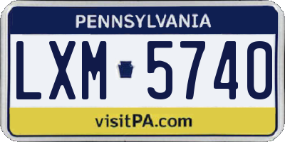 PA license plate LXM5740