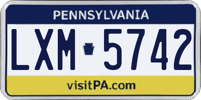 PA license plate LXM5742