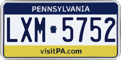 PA license plate LXM5752