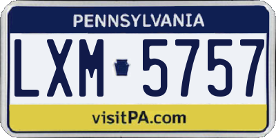 PA license plate LXM5757