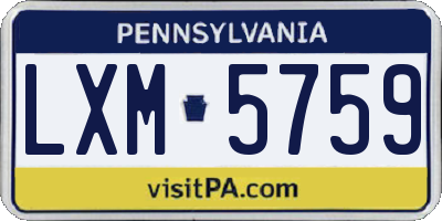 PA license plate LXM5759