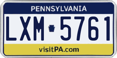 PA license plate LXM5761