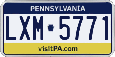 PA license plate LXM5771