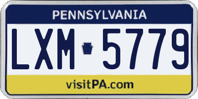 PA license plate LXM5779