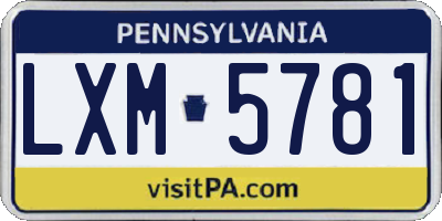 PA license plate LXM5781