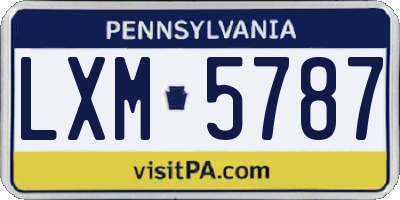 PA license plate LXM5787