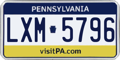 PA license plate LXM5796