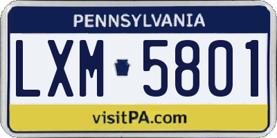 PA license plate LXM5801