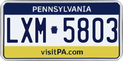 PA license plate LXM5803