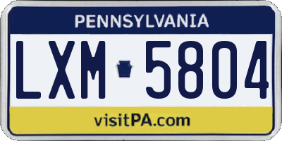 PA license plate LXM5804