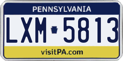 PA license plate LXM5813