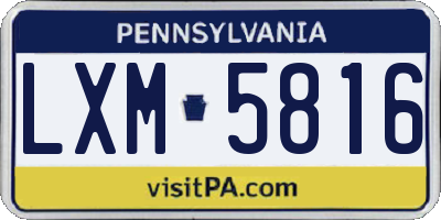 PA license plate LXM5816