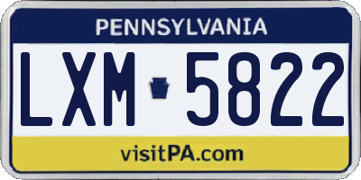 PA license plate LXM5822