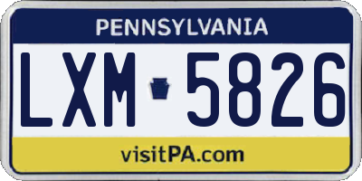 PA license plate LXM5826
