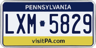 PA license plate LXM5829