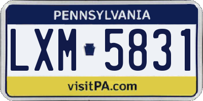 PA license plate LXM5831