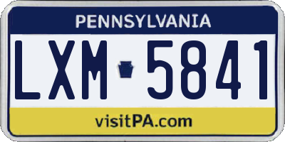 PA license plate LXM5841