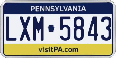 PA license plate LXM5843