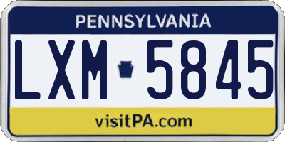 PA license plate LXM5845
