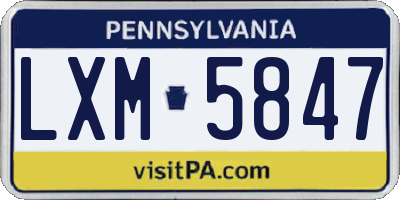 PA license plate LXM5847