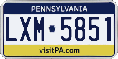 PA license plate LXM5851