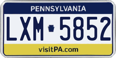 PA license plate LXM5852