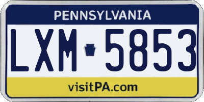 PA license plate LXM5853