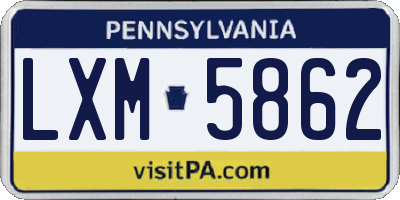 PA license plate LXM5862