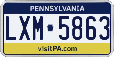 PA license plate LXM5863