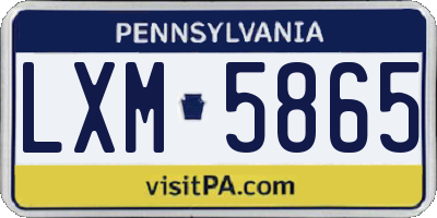 PA license plate LXM5865