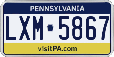 PA license plate LXM5867
